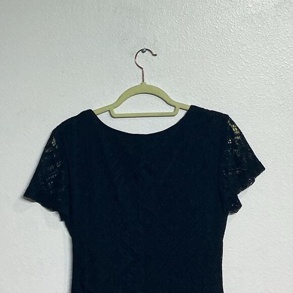 Sheri Martin Black Lace Midi Vintage Shift Dress Sz 4 - Picture 6 of 10